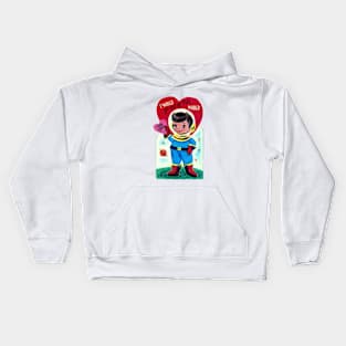 Vintage Astronaut Valentine Kids Hoodie